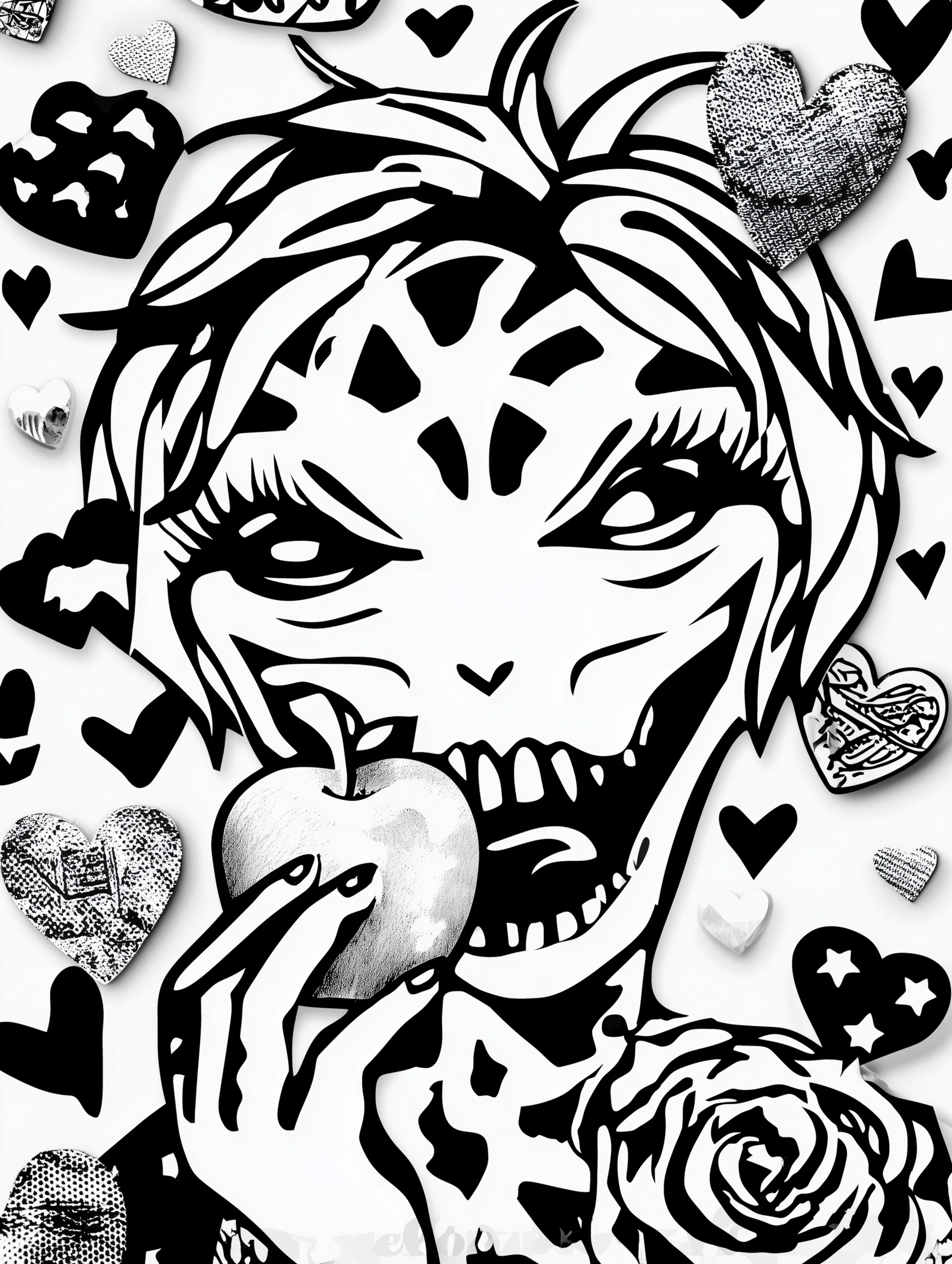 Free printable alien coloring page for adults featuring an alien eating an apple